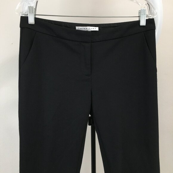 TRINA TURK Black Mixed Fabric Zip Ankle Dress Pant - Picture 4 of 12